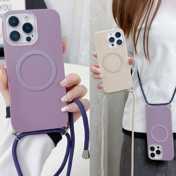 星光閃粉 斜背掛繩 磁吸 手機殼 適用於 蘋果 iPhone 18 17 16 15 14 13 Pro Max 保護殼