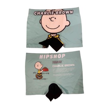 史努比布朗 卡通寬松無痕男生中腰運動內褲平角褲速干印花情侶款