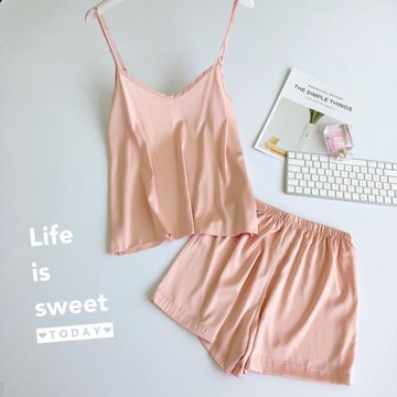 性感吊帶睡衣女夏套裝寬松韓版清新學生背心短褲冰絲兩件套家居服