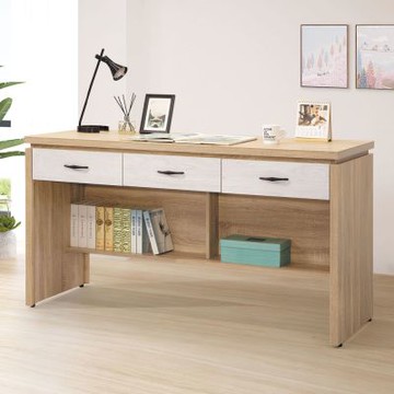 文創集 尼利雙色5尺三抽書桌-151x58x81cm免組