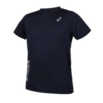ASICS 男短袖T恤-吸濕排汗 運動 上衣 休閒 2011D407-400 丈青銀