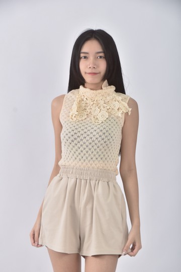 (S) 無袖黃色上衣