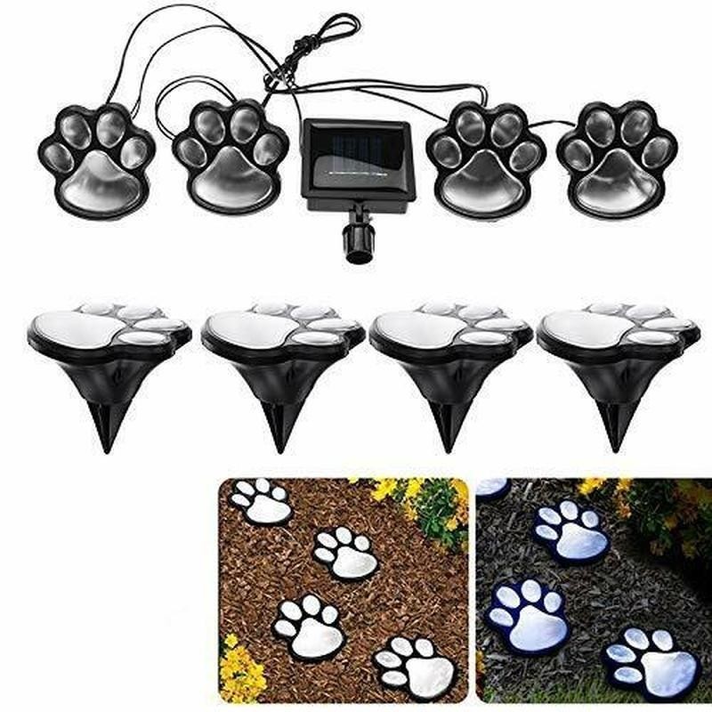 新しいコレクション LEDソーラー ガーデンライト 屋外 防水 庭の装飾 犬猫動物 足跡 ライトパス 芝生ランプ