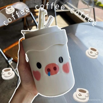 默契滿分💯 gg學生316不銹鋼吸管杯咖啡牛奶杯帶蓋便攜雙飲杯宿捨情侶暖手杯 DKCC