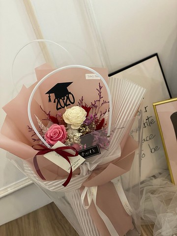 畢業花束 \粉紅泡泡\ 永生花花束 乾燥花束 畢業快樂