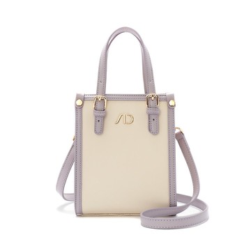 ANNA DOLLY法系滾邊撞色3WAY手提包-小 紫色
