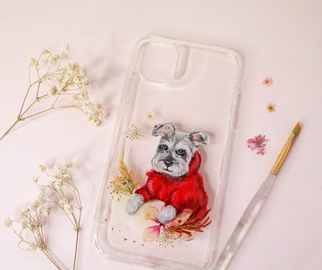 客製化手繪寵物押花手機殼 | 狗狗 史立莎 史納莎 雪納瑞