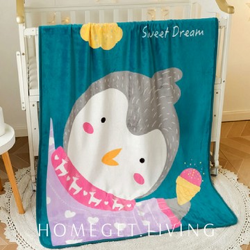 保暖森林系小童毯 / 法蘭絨小毛毯 / 100x140cm / 小企鵝