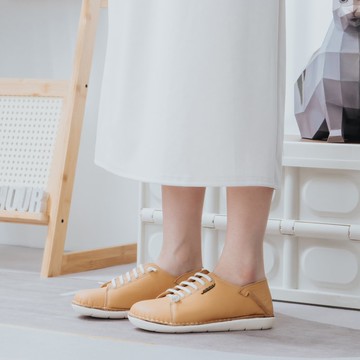 【寬腳友善】MIT舒適手工饅頭鞋。真皮。棕黃2928