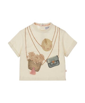 包包米白色短袖上衣104cm