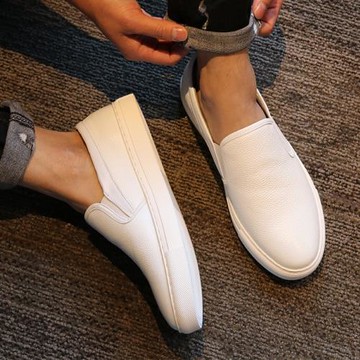 秋季潮鞋男士小白鞋透氣一腳蹬懶人鞋韓版百搭樂福鞋運動休閑男鞋