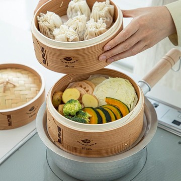 圓形竹製蒸籠組(2籠1蓋)-18cm 單一規格