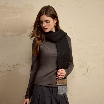 SO NICE 小立領假兩件式輕暖萊賽爾羊毛上衣