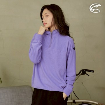 ADISI 女半門襟OceanPure溫控消臭抗靜電寬鬆版保暖衣 AL2421043 紫藤花 (M-L)｜刷毛 快乾 抑菌 海洋紗 環保紗