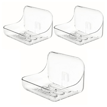 輕奢風浴室置物架 PET材質 強力背貼 免釘安裝  12 x 8cm  透白色  1組