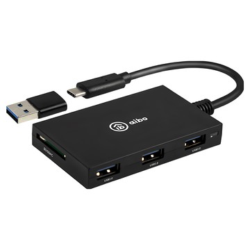 aibo多合一晶片讀卡機 附轉接頭 Type-C ATM 記憶卡 USB3.0 HUB，支援網路報稅、自然人憑證  ICCARD-ABX3  黑色  1台