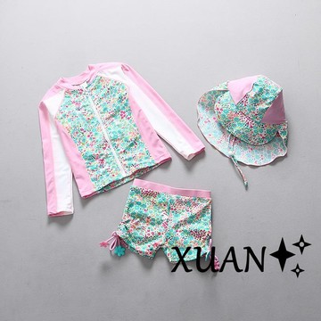 Xuan♥韓版防曬兒童分體泳衣 女童寶寶中童防曬衝浪服泳衣褲套裝三件式