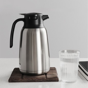 【孔雀Peacock】2.0L 真空斷熱 不鏽鋼保溫壺 (一鍵按壓)-原鋼色