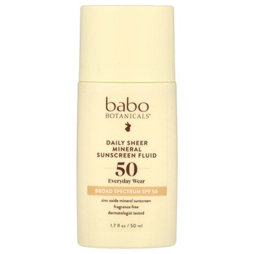 Babo Botanicals, 日常全粹礦物質抗曬乳，SPF 50，無香，1.7 液量盎司（50 毫升）