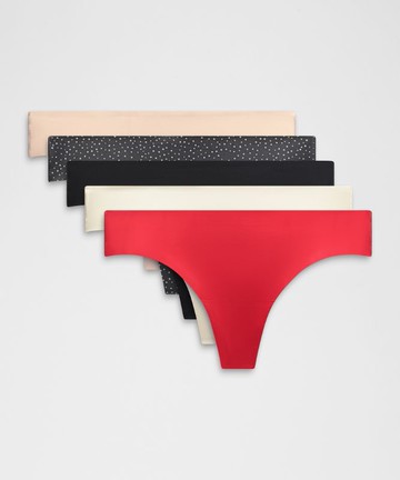 InvisiWear Mid-Rise Thong Underwear 5 Pack Holiday Size XS