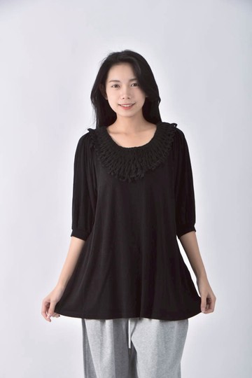 (L) story長板黑色短袖上衣