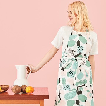 棉麻圍裙 (薄荷綠果香樂園)