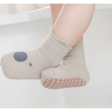 現貨5雙裝立體小耳朵0-5歲兒童防滑襪 襪底防滑童襪 方塊膠防滑襪 兒童止滑襪