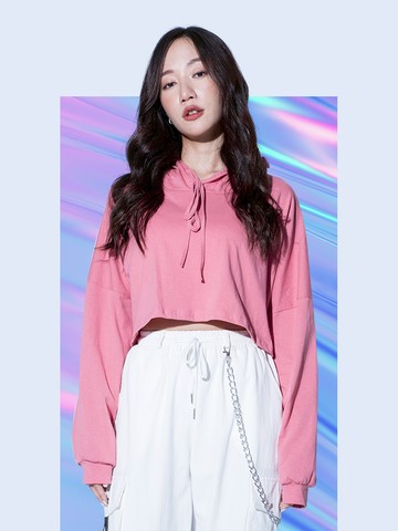 基本款短版長帽T