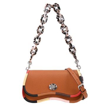 COACH CK540 Coachtopia 彩色包邊波浪造型兩用包.咖色