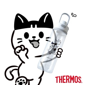 插畫家 靈魂喵喵 限量款🤍🖤【THERMOS 膳魔師】彈蓋輕水瓶710ml(TP4329DDS-CL)