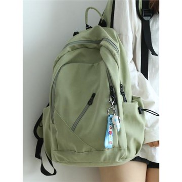 NR純色古著感雙肩包女書包女大學生高中電腦隔層輕便旅游雙肩背包