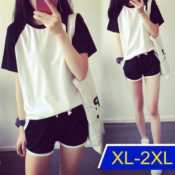 【韓國K.W.】 簡約百搭休閒運動套裝(涼感/小香風/二件套/輕薄/短袖)