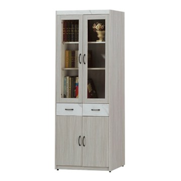 文創集 曼奇2.7尺四門二抽書櫃-81x40x195cm免組