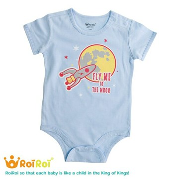 【仲夏周年慶】BABY嬰兒短袖包屁衣/火箭與月亮/純棉/台灣製/MILU X ROIROI (零)