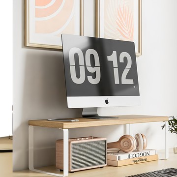 Couselect 桌上型顯示器增高架 自行組裝款 50 x 20 x 8cm  原木色 + 白色  1組
