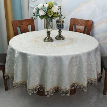 歐式大圓桌桌布布藝圓形餐桌布墊家用小圓桌布蕾絲防燙小轉盤臺布