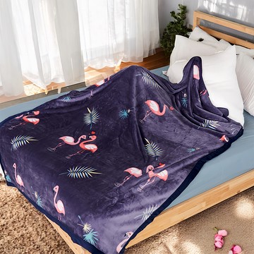 BELLE VIE 動物系列 保暖法蘭絨毯  190 x 150cm  甜心火鶴 紫色