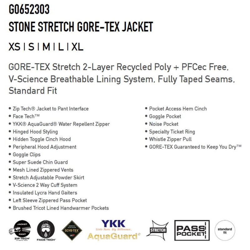 即出荷 22-23 VOLCOM/ボルコム STONE STRETCH GORE-TEX jacket メンズ