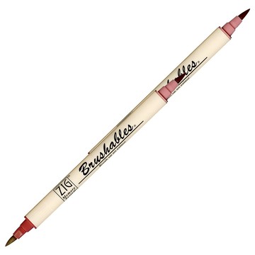 【Kuretake 日本吳竹】ZIG 雙色軟筆刷麥克筆 酒紅色 (MS-7700-203)  2支