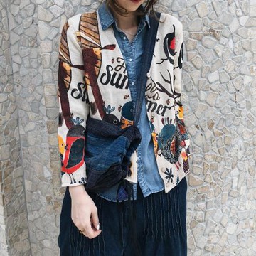 2025秋冬新女 日系韓版學院風V領寬松顯瘦針織衫開衫毛衣外套