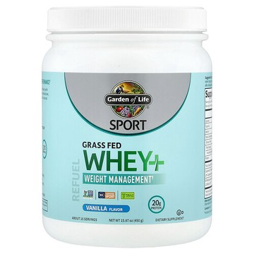 Garden of Life, Sport, Grass Fed Whey+, Vanilla, 15.87 oz (450 g)