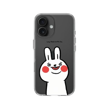 iPhone 16 Clear Case（相機按鈕） 透明 - 懶散兔與啾先生 Lazy Rabbit and Mr.Chu - 傻笑