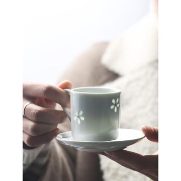 日式陶瓷玲瓏咖啡杯意式濃縮咖啡杯帶碟簡約情侶杯