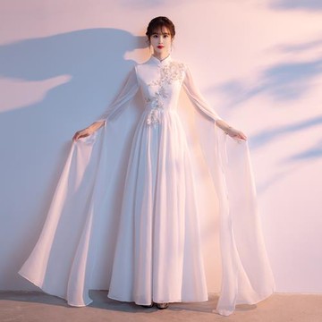 古箏演出服女成人中國風詩歌朗誦指揮服裝氣質大合唱演出服女長裙