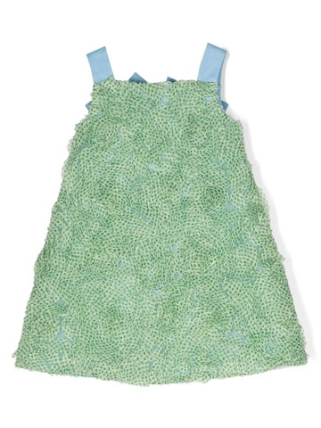 Mi Mi Sol - floral-appliqué flared dress - kids - Polyester/Cotton/Cotton/Polyamide/Spandex/Elastane - 2 yrs - Green