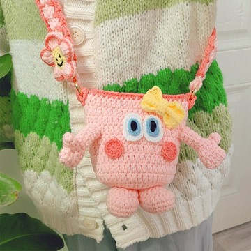 DIY💖DIY手工編織包包水杯套斜跨手提包毛綫手機包零錢包口紅可愛小包手工材料包創意交換禮物 毛線編織鉤針手作 Z3U7