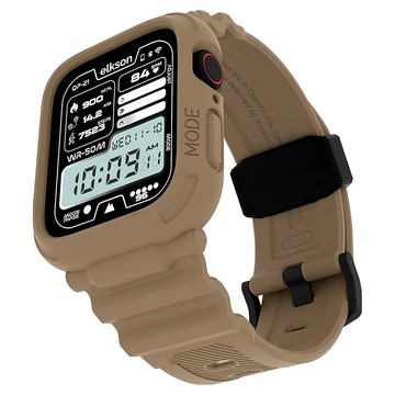 Elkson 柔韌透氣耐磨TPU一體成形軍規錶帶  Apple Watch 9/8/7/6/5/4/SE Quattro Pro  1個  沙色