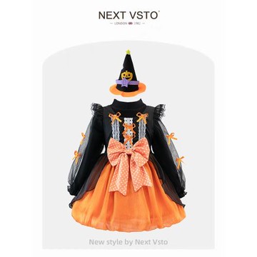 赫柏莉HERBERLY女童南瓜公主裙萬圣節兒童cosplay女巫發光燈籠裙