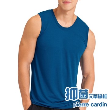 Pierre Cardin皮爾卡登 抑菌低敏感艾草透氣速乾無袖衫-單件(深青藍)