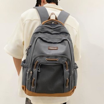 原宿韓版百搭雙肩包通勤大學生防潑水上課包休閑撞色書包女電腦包